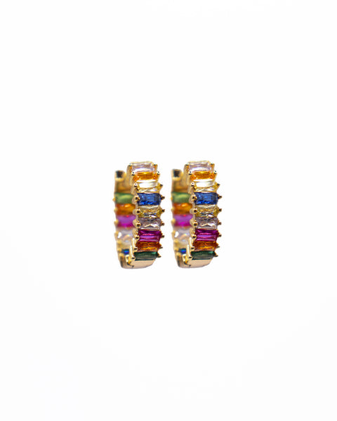 luna and sol jewelry boucles d'oreilles rainbow en plaqué or avec zircons multicolores