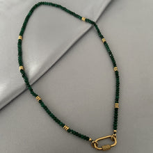 Charger l&#39;image dans la galerie, luna and sol jewelry collier Solal acier inoxydable dore vert 
