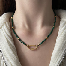 Charger l&#39;image dans la galerie, luna and sol jewelry collier Solal acier inoxydable dore vert 
